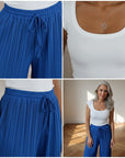 Geplisseerde Broek met Binnenbroek - Comfortabel & Stijlvol - Royaal Blauw — details