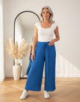 Geplisseerde Broek met Binnenbroek - Comfortabel & Stijlvol - Royaal Blauw — front view