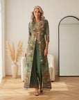 Jade | Dames Bloemenprint Tweedelige Set Lange Top & Wijde Broek — front view