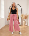 Geplisseerde Broek met Comfortabele Binnenbroek - Lichtroze Bes — front view