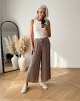 Geplisseerde Broek met Binnenbroek - Taupe — front view