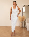 Elegante Maxi Jurk met Zilveren Pailletten - Wit Zilver — 6