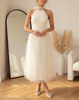 Catalina | Elegante Tule Jurk voor Bruiloftsgasten — Gebroken wit