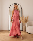 Courtney™ | Elegante Mouwloze Jurk met Ruches — Roze