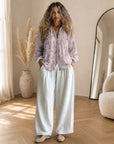 Vintage Blad Blouse - Tijdloze Elegantie met Klassiek Bladmotief — Roze