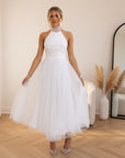 Catalina | Elegante Tule Jurk voor Bruiloftsgasten — Wit