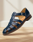 Premium Leren Sandalen voor Heren - Comfortabel & Antislip — Donkerblauw