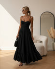 Katoenen Maxi Jurk Hedy met Ingebouwd Corsage - Perfecte Pasvorm — Schwarz