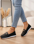 Comfortabele Platte Instappers - Elegante Loafers voor Dames — Zwart