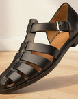 Premium Leren Sandalen voor Heren - Comfortabel & Antislip — Zwart