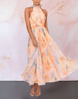 ESTHER - HALTERNECK JURK MET AQUARELPRINT