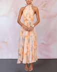 ESTHER - HALTERNECK JURK MET AQUARELPRINT