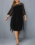 Stella - Dames Plus Size Vloeiende Gedrapeerde Midi Jurk