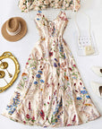 Plus Size Bloemenprint Spaghetti Band Midi Jurk