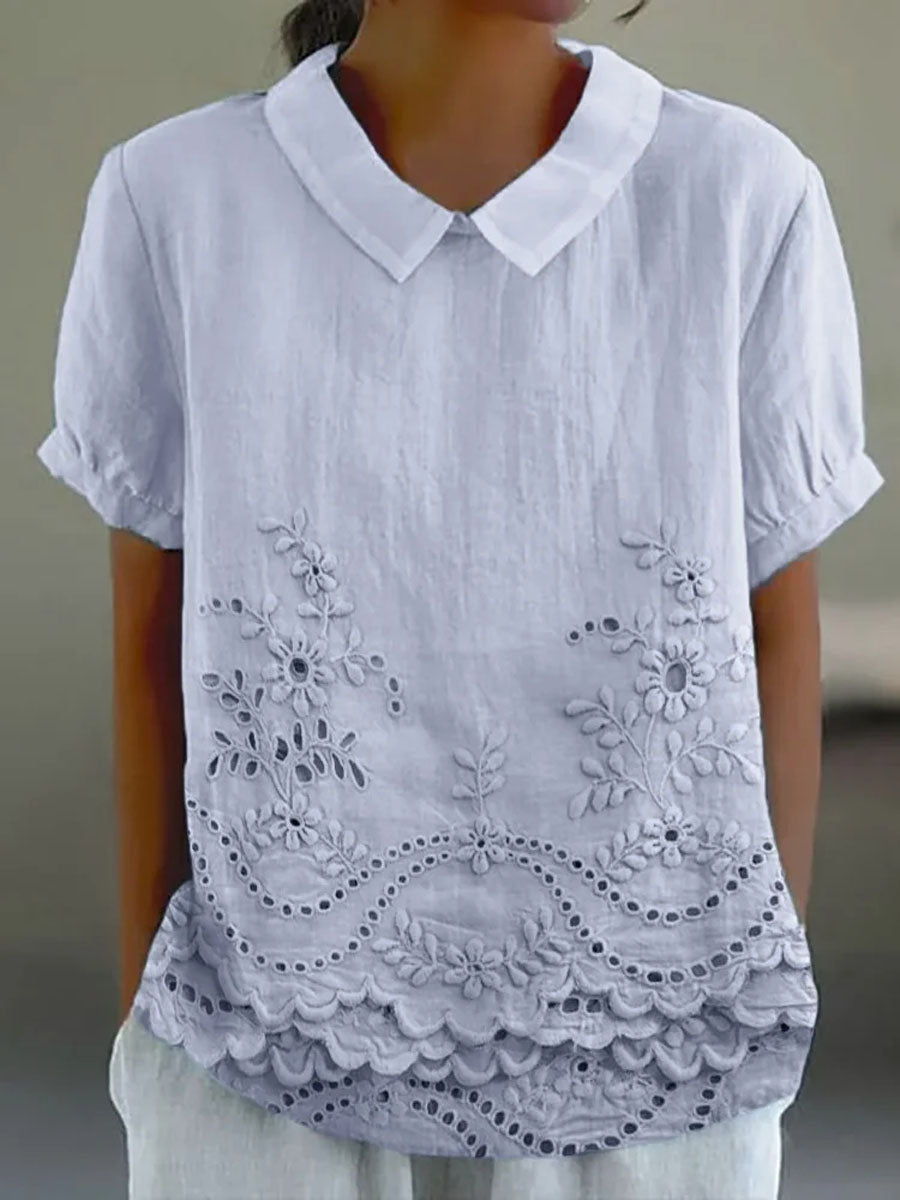 Lily - Blouse met Geborduurd Bloemenpatroon