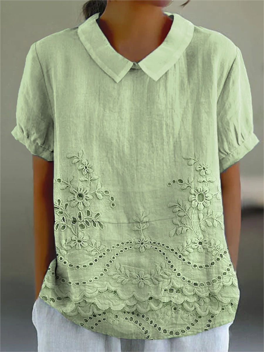 Lily - Blouse met Geborduurd Bloemenpatroon