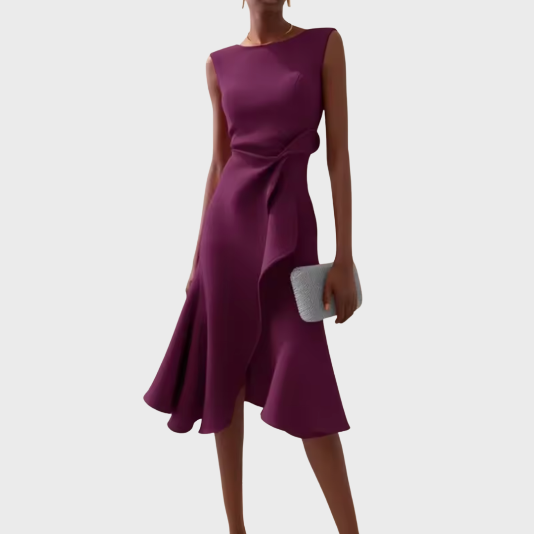 Sheila™ - Gedrapeerde Asymmetrische Midi Jurk