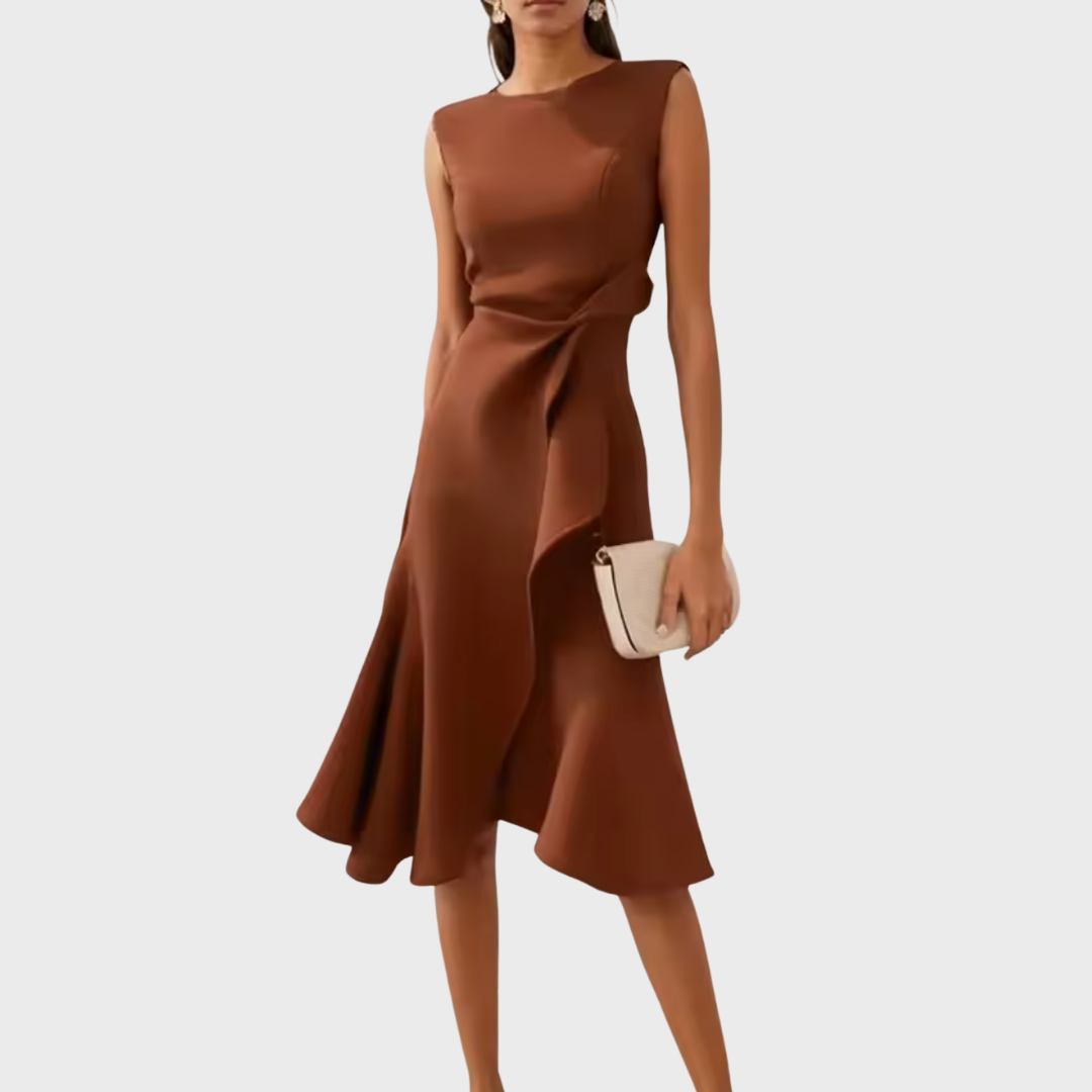 Sheila™ - Gedrapeerde Asymmetrische Midi Jurk