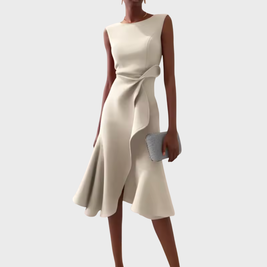 Sheila™ - Gedrapeerde Asymmetrische Midi Jurk