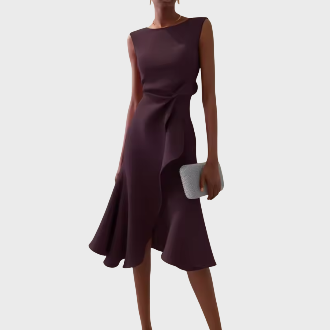 Sheila™ - Gedrapeerde Asymmetrische Midi Jurk