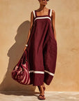 MDZ Maxi Jurk | Chocolate & Cream Contrast