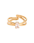 Elegante Verstelbare Ring met Ovale Steen - Goud