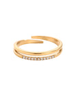Elegante Verstelbare Ring met Fonkelende Steentjes - Goudkleurig