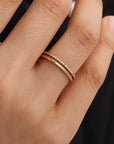 Elegante Verstelbare Ring met Fonkelende Steentjes - Goudkleurig