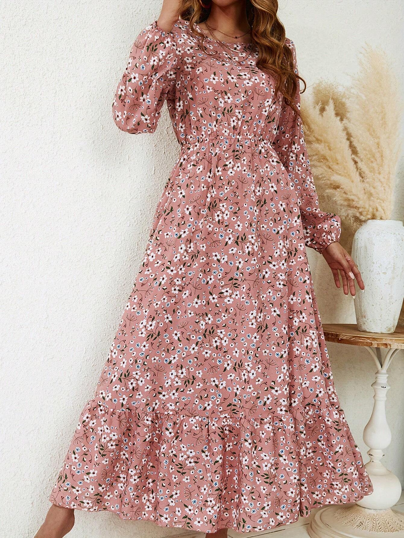 Flora™ | Romantische Maxi Jurk met Bloemenprint &amp; Bisschopsmouwen
