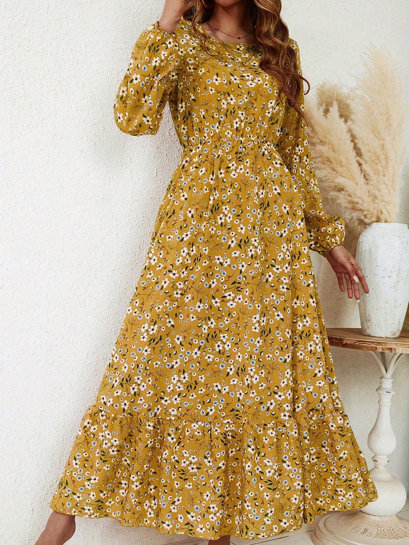 Flora™ | Romantische Maxi Jurk met Bloemenprint &amp; Bisschopsmouwen