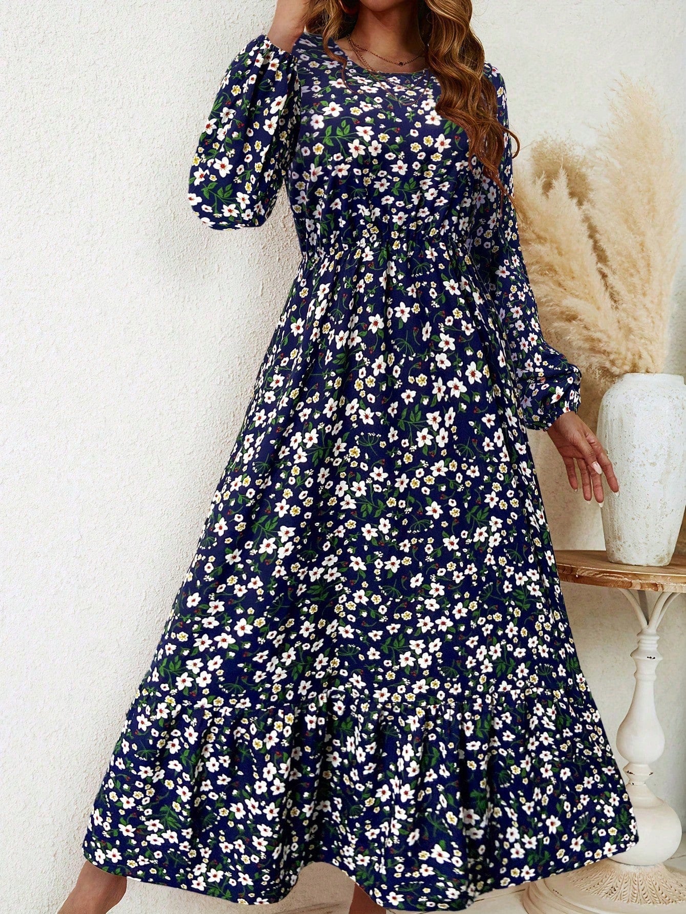 Flora™ | Romantische Maxi Jurk met Bloemenprint &amp; Bisschopsmouwen