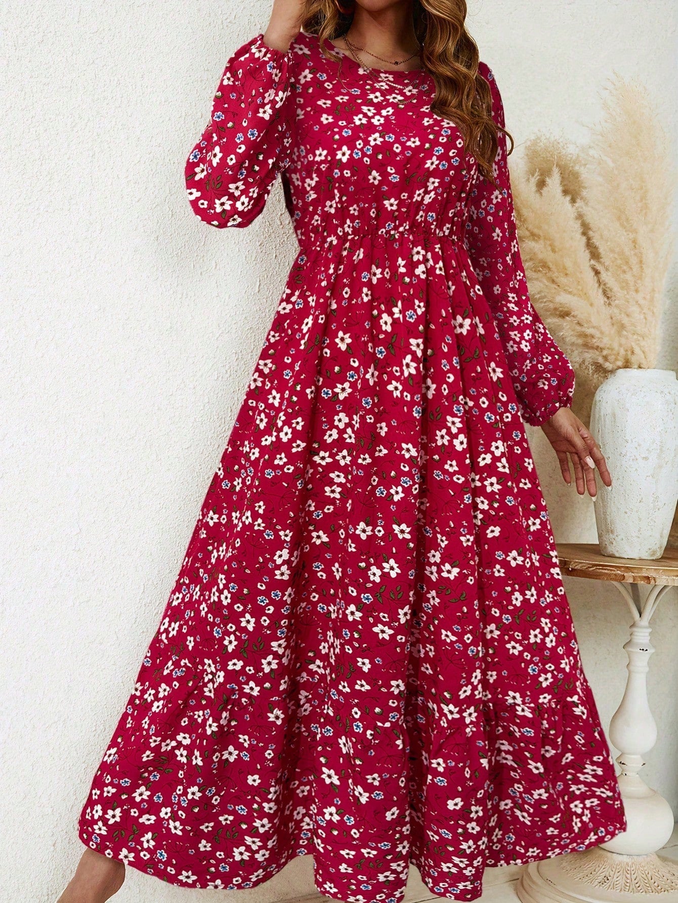 Flora™ | Romantische Maxi Jurk met Bloemenprint &amp; Bisschopsmouwen