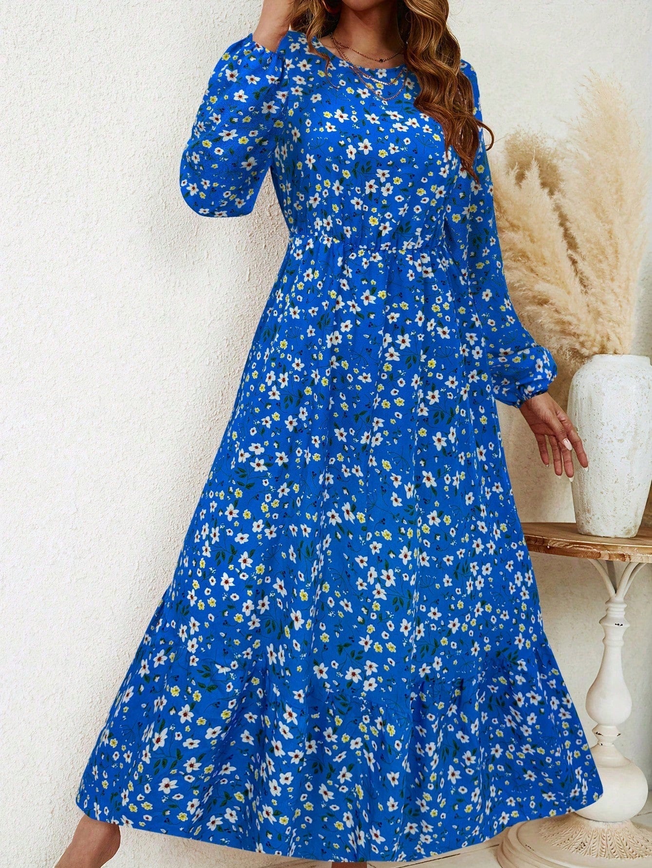 Flora™ | Romantische Maxi Jurk met Bloemenprint &amp; Bisschopsmouwen