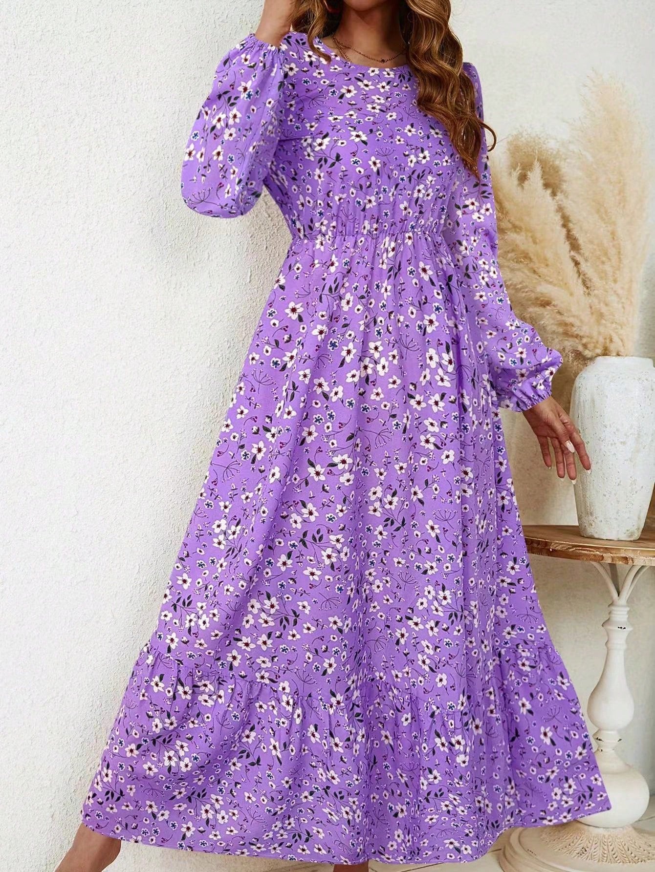 Flora™ | Romantische Maxi Jurk met Bloemenprint &amp; Bisschopsmouwen