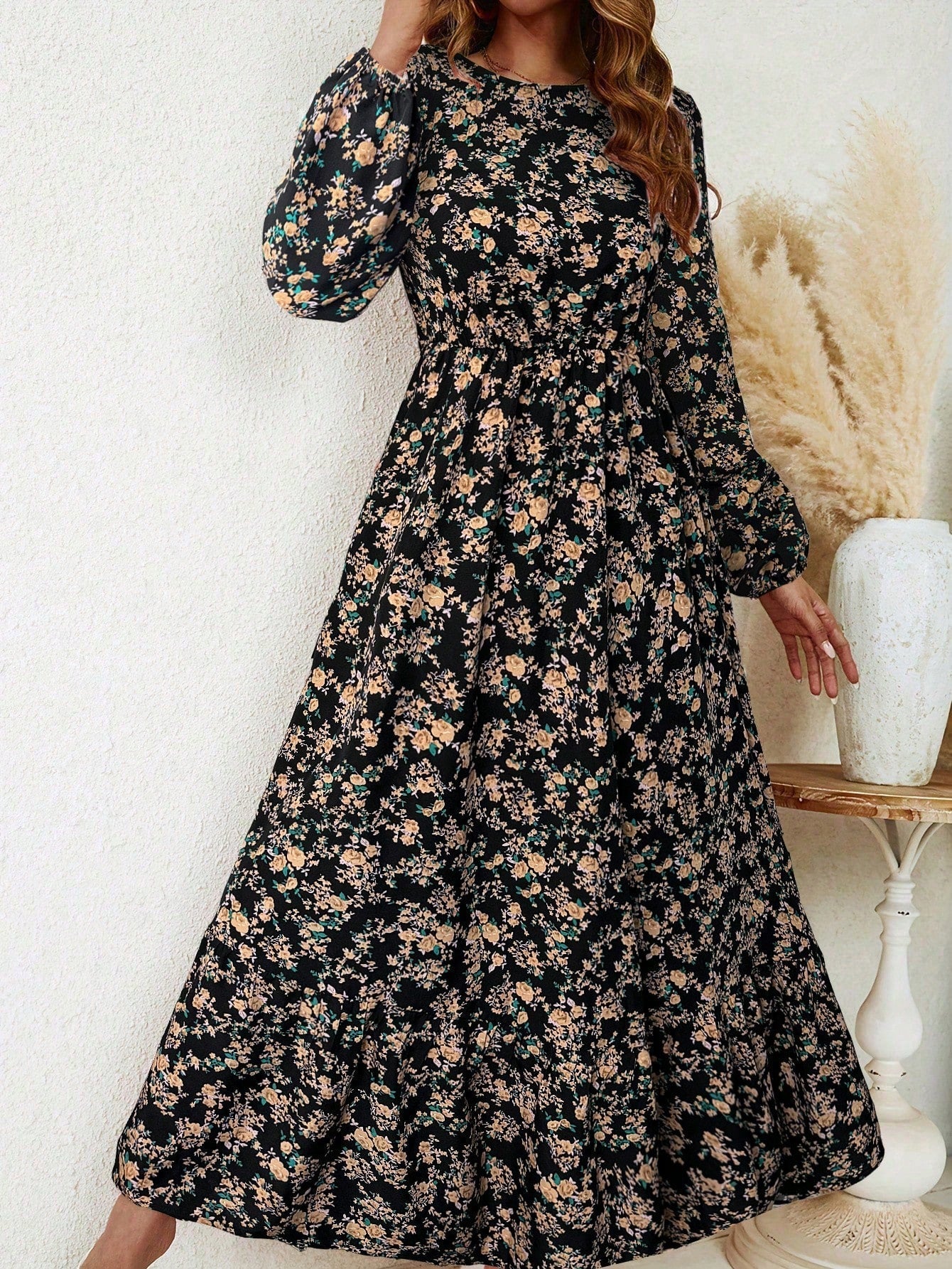 Flora™ | Romantische Maxi Jurk met Bloemenprint &amp; Bisschopsmouwen