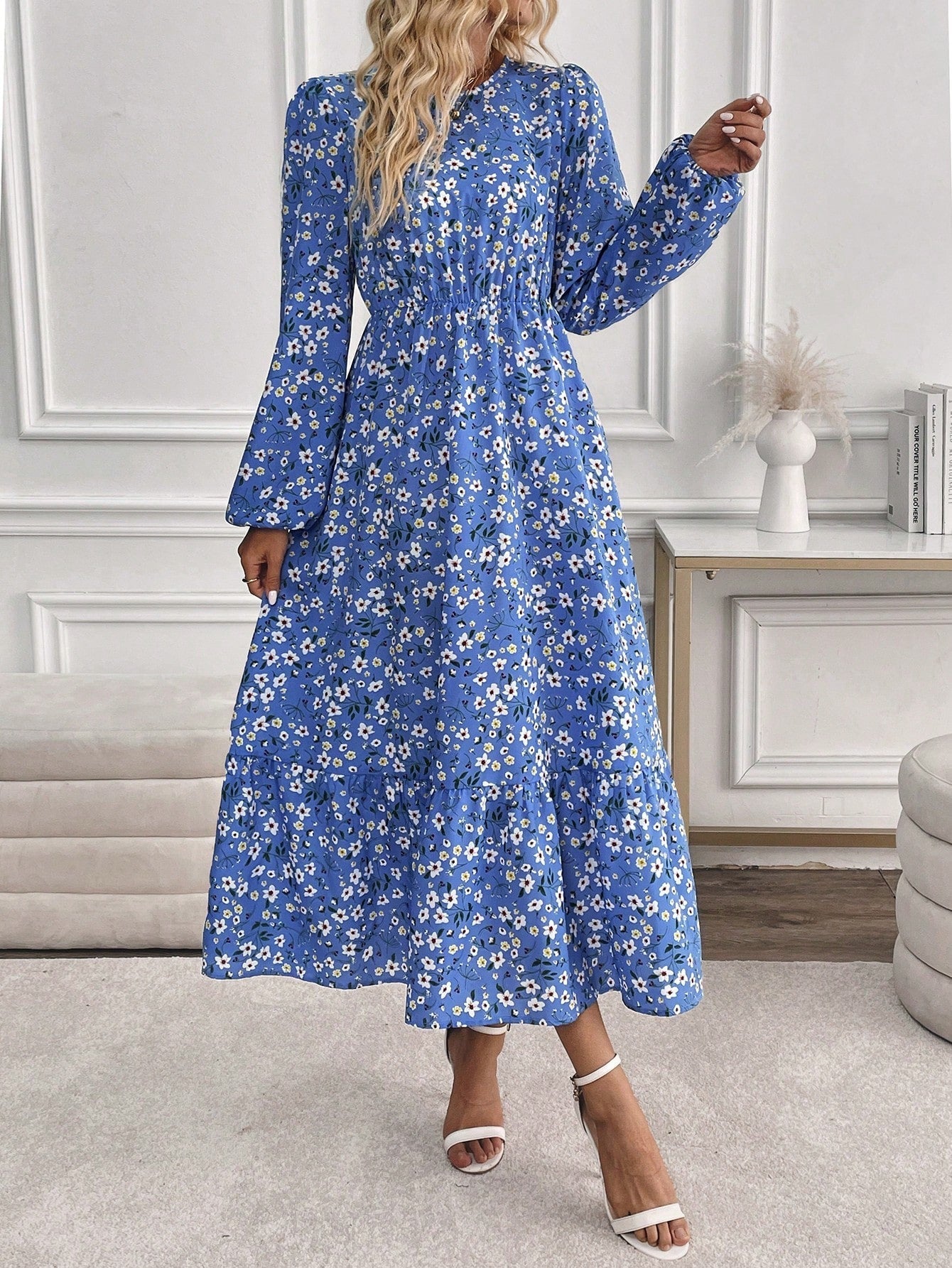 Flora™ | Romantische Maxi Jurk met Bloemenprint &amp; Bisschopsmouwen