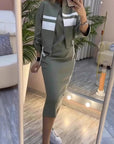 Alix™ Sport-Chique Ensemble – 3/4 Bomber & Midi Rok