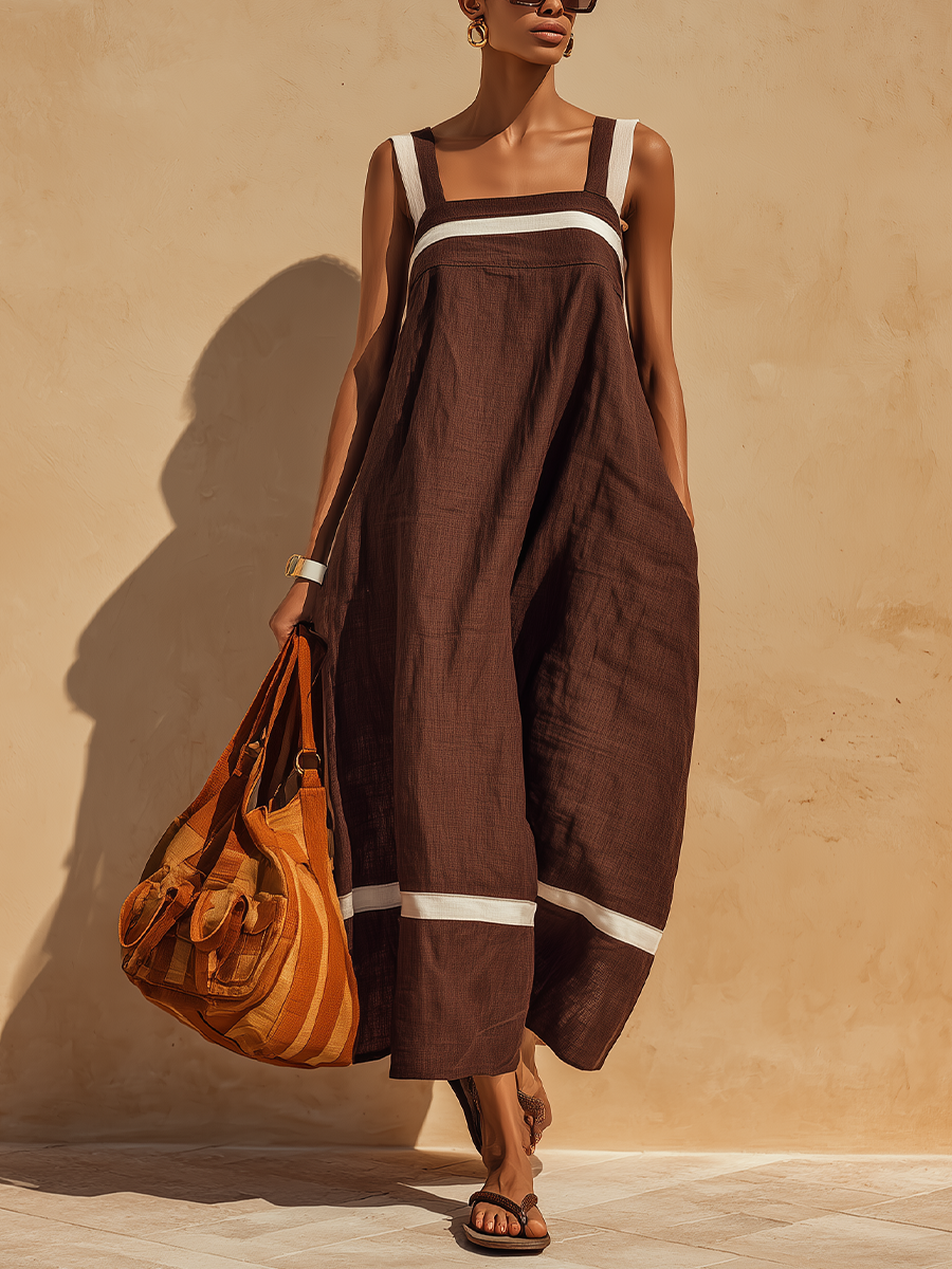 MDZ Maxi Jurk | Chocolate &amp; Cream Contrast