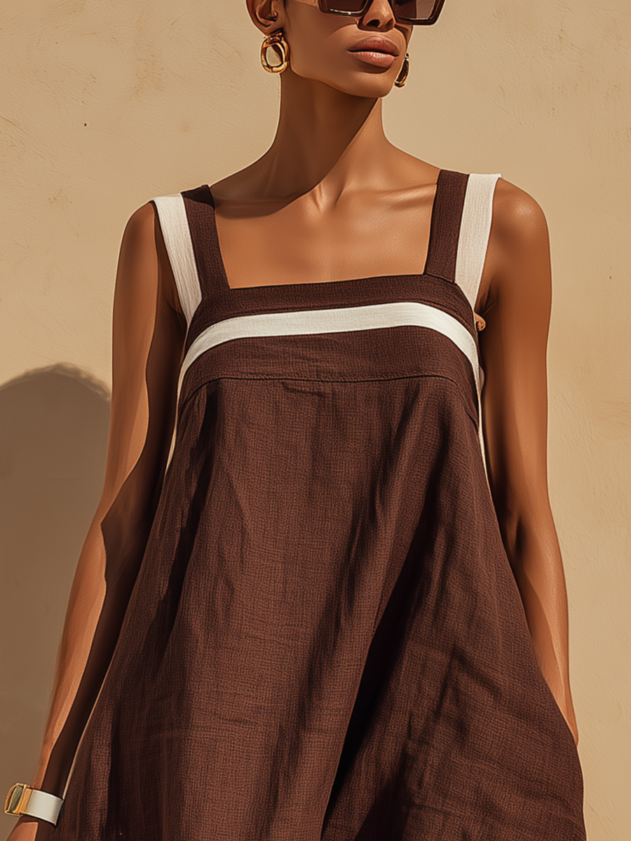 MDZ Maxi Jurk | Chocolate &amp; Cream Contrast