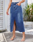 Emerald Denim Maxi Rok - 80 Wash Blauw
