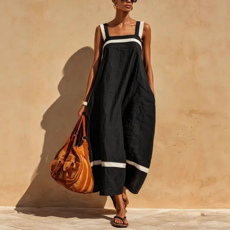 MDZ Maxi Jurk | Chocolate &amp; Cream Contrast