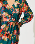 Rosemarie Midi Jurk in Emerald met Abstract Patroon