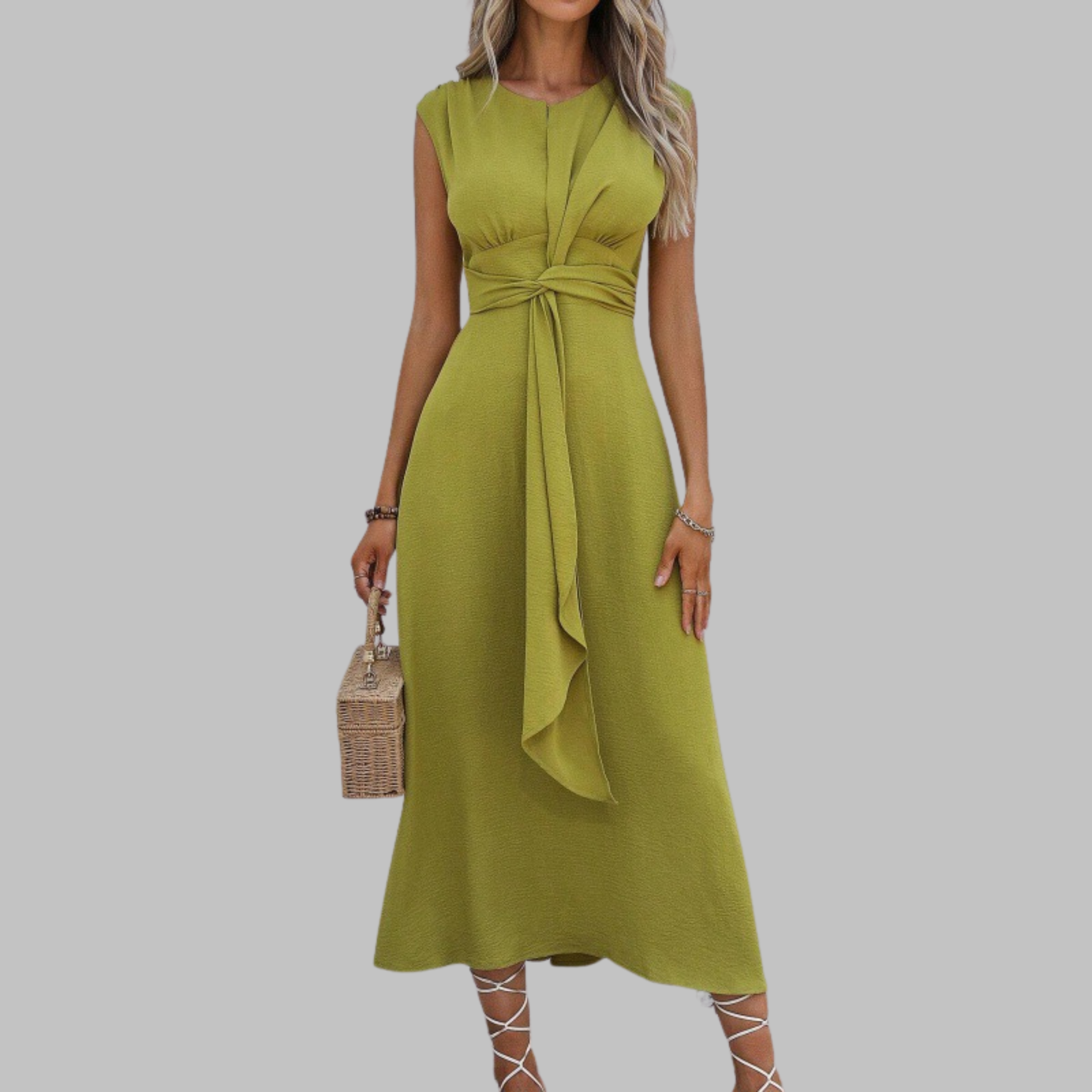Elegante Mouwloze Maxi Jurk met Ronde Hals