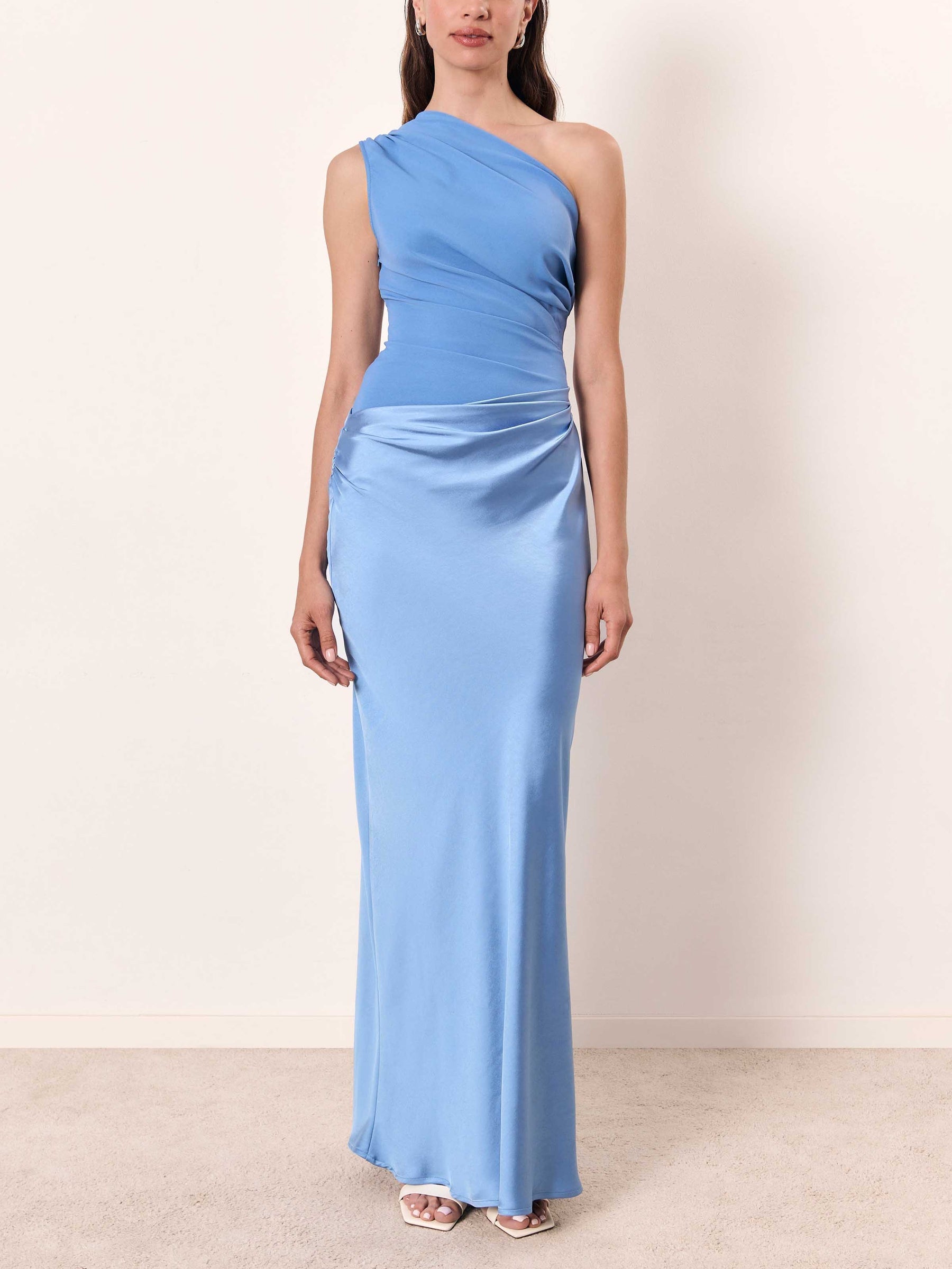 Anita™ - Elegante Geplooide Maxi Feestjurk met Eén Schouder