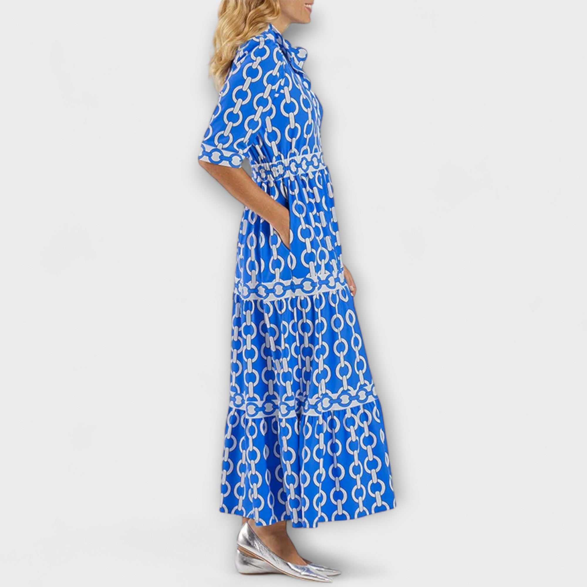 Wendy™ - Midi Jurk met Kettingpatroon