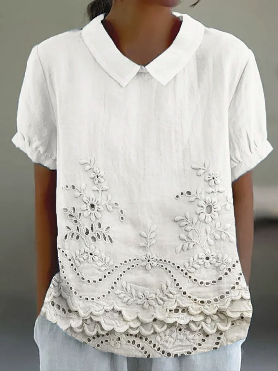 Lily - Blouse met Geborduurd Bloemenpatroon