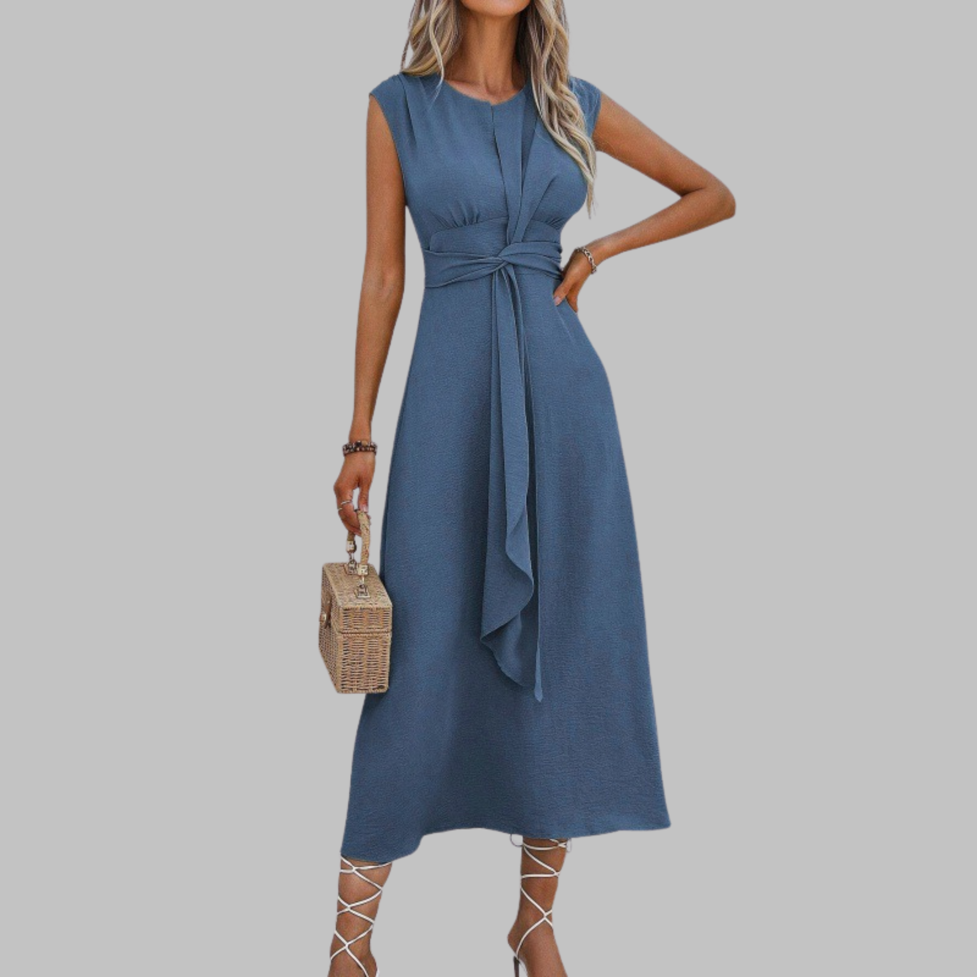 Elegante Mouwloze Maxi Jurk met Ronde Hals