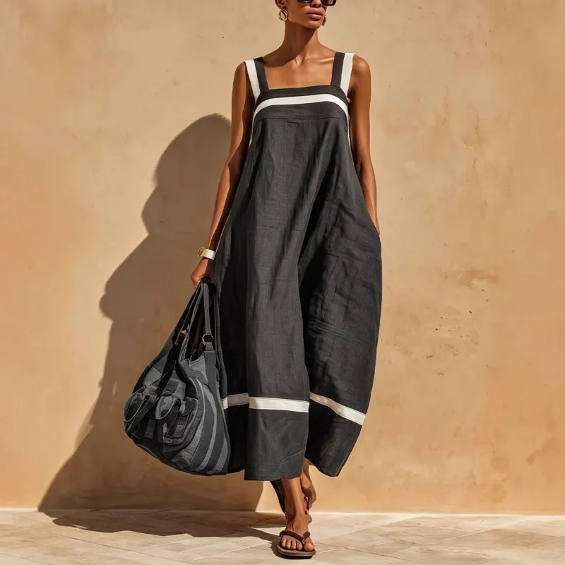 MDZ Maxi Jurk | Chocolate &amp; Cream Contrast
