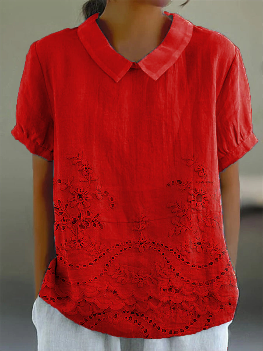 Lily - Blouse met Geborduurd Bloemenpatroon