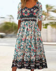 Janine™ | Jurk met Bohemian Print en Ronde Halslijn